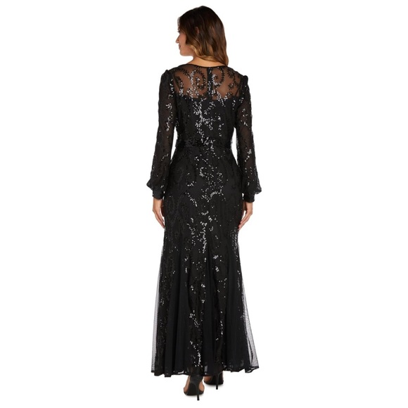 R&M Richards Womens Plus Sequined Surplice Evening Dress - Picture 3 of 13